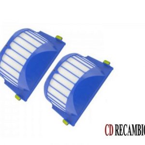JUEGO DE FILTROS AEROVAC (2 UNIDADES) COMPATIBLES CON IROBOT ROOMBA. PARA TODOS LOS MODELOS DE LA SERIE 500/600.NOTA IMPORTANTE: QUE LLEVEN MONTADO EL DEPOSITO AEROVAC DE GRAN CAPACIDAD. PRODUCTO CD RECAMBIOS