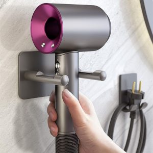 Soporte de Pared Compatible con Secador Dyson Supersonic™ – Aluminio con Espacio para 3 Boquillas y Enrollacables
