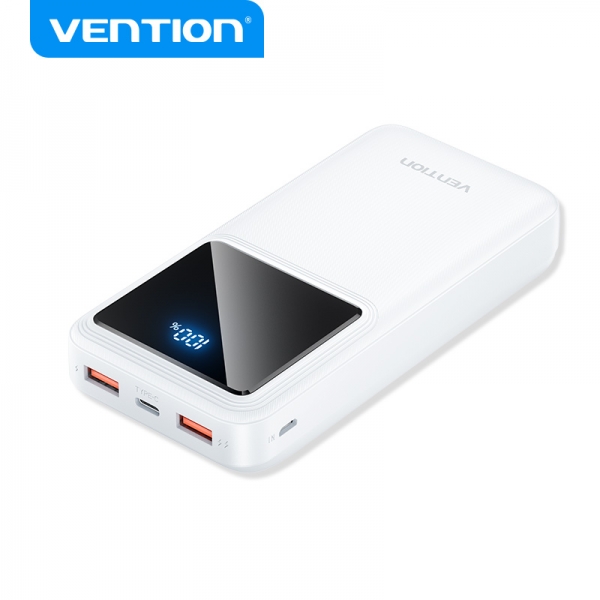 Powerbank Vention 20000mAh 22.5W con Pantalla LED – Carga Rápida USB-C y USB-A