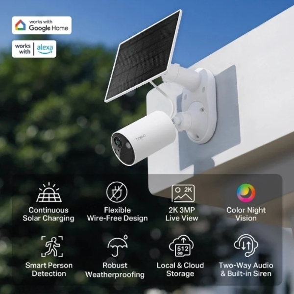 TP-Link Tapo TC82 Kit Cámara de Seguridad WiFi 2K 3MP con Panel Solar – Exterior/Interior – Detección IA – IP65 - Imagen 3