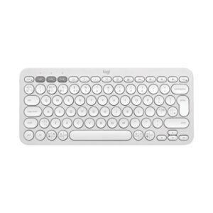 Logitech Pebble Keys 2 K380s Teclado Inalambrico - Bluetooth + RF Logi Bolt - Teclas Silenciosas de Perfil Bajo - Easy‑Switch para 3 Dispositivos - Formato Mini QWERTY - Bateria hasta 36 Meses - Color Blanco