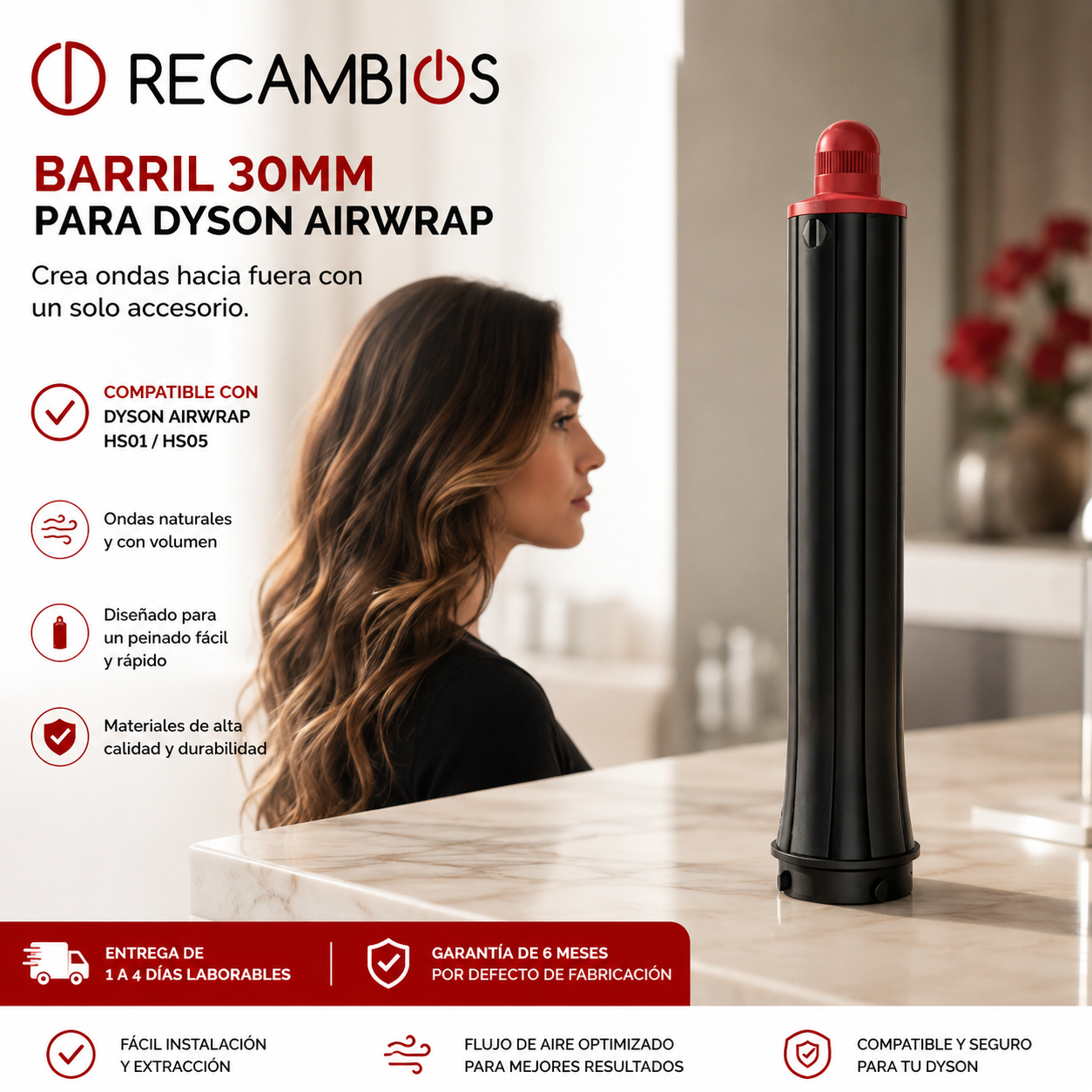 Rizador Automático de 30 mm Compatible para Dyson Airwrap - Imagen 2